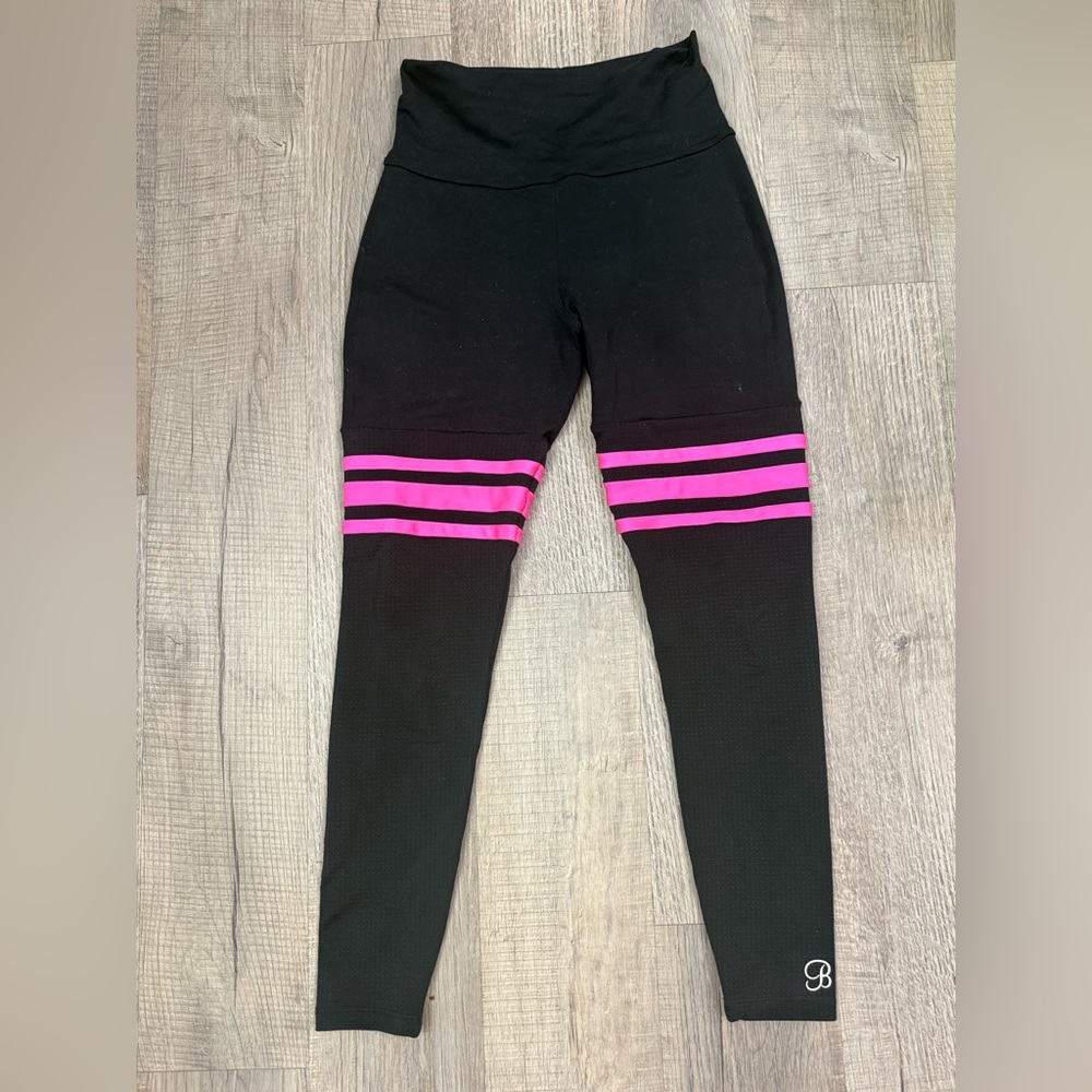 Black and Pink Women's High-Waisted Leggings - Picture 3 of 4